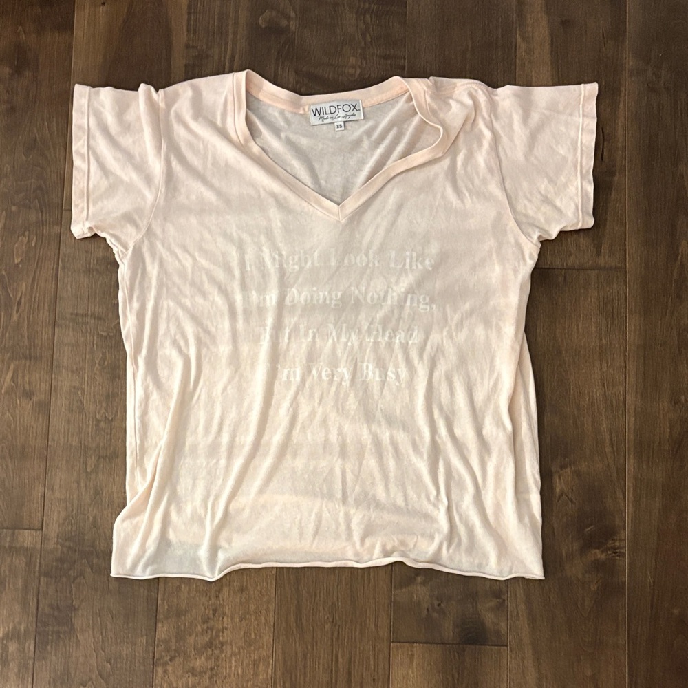 Wildfox Soft Peach V-Neck Tee